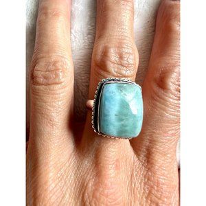 925 Peace Healing Larimar Ring 6 3/4